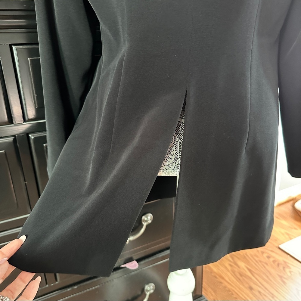 Anage Evenings Black Longline Blazer Jacket Formal Evening Coat Size 12 - Picture 7 of 16